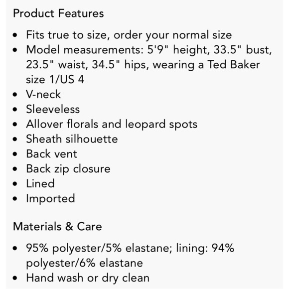 Ted Baker London Toriiy Wilderness Print V Neck Sheath Bodycon Dress Women’s US6 - Picture 15 of 16